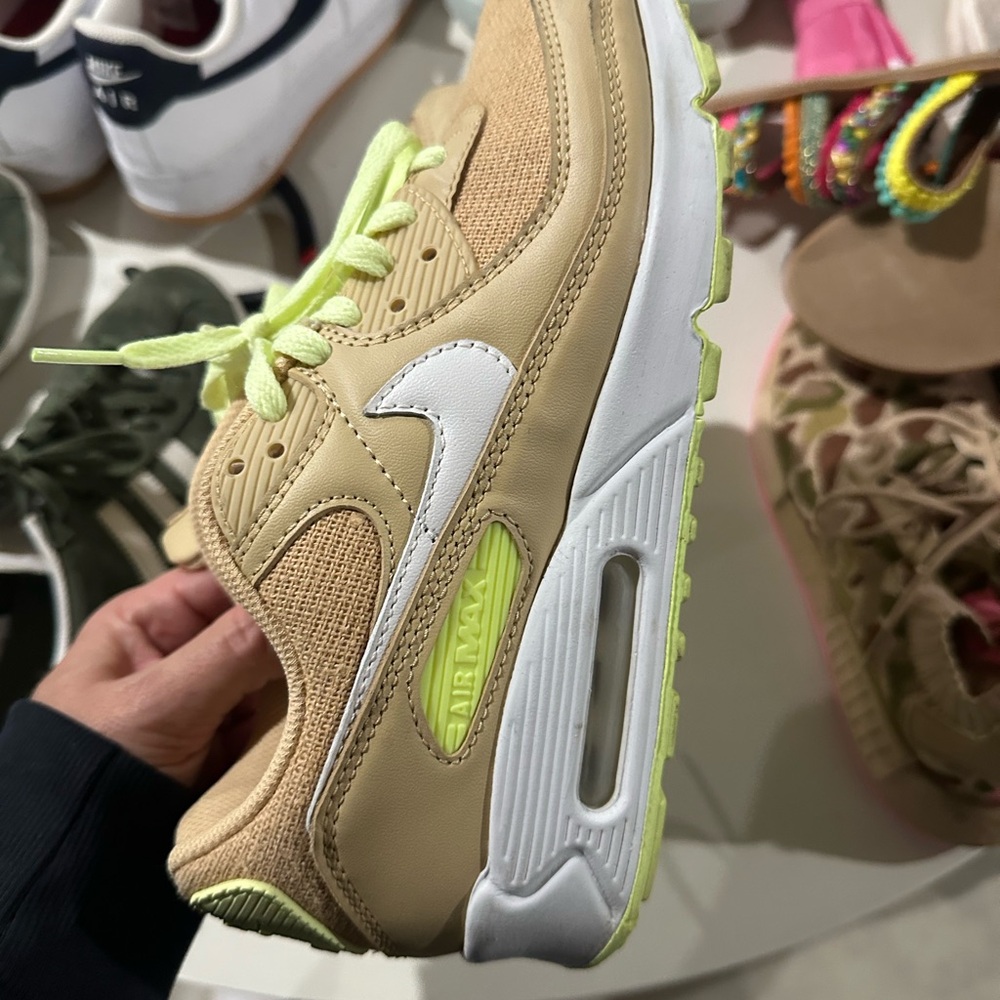 Nike Air Max Tan and Lime Sneakers
